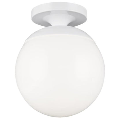 Leo Globe Semi-Flush Mount - White, A19, Smooth White