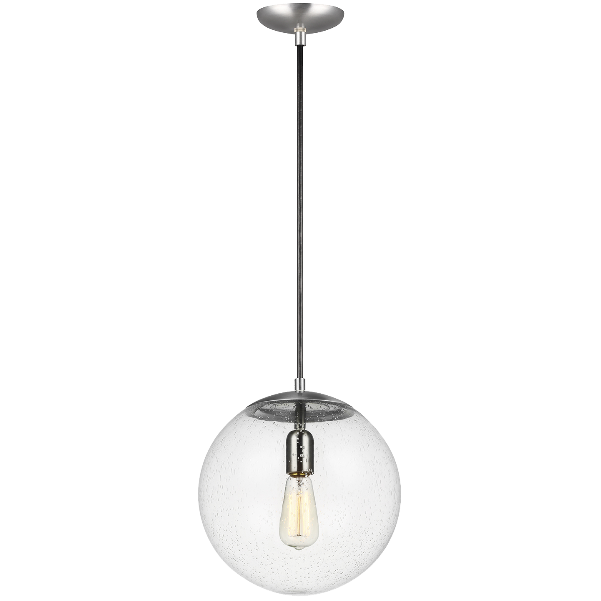 Visual Comfort Studio Leo Large Globe Pendant Satin Aluminum