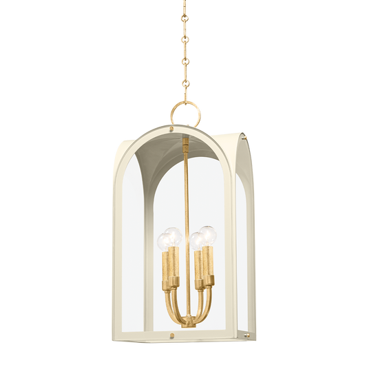 Hudson Valley Lincroft Lantern Vintage Gold Leaf, Soft Sand