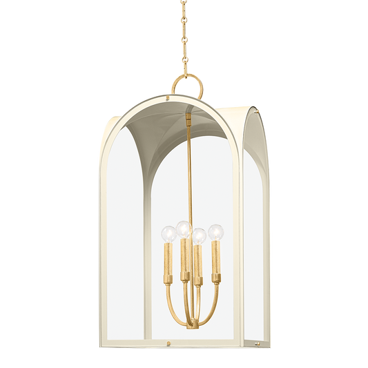 Hudson Valley Lincroft Lantern Vintage Gold Leaf, Soft Sand