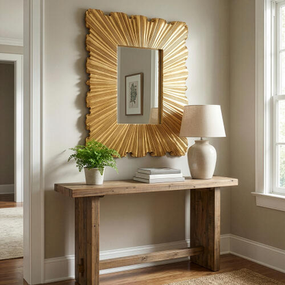 Linenfold Mirror - Brass - Small