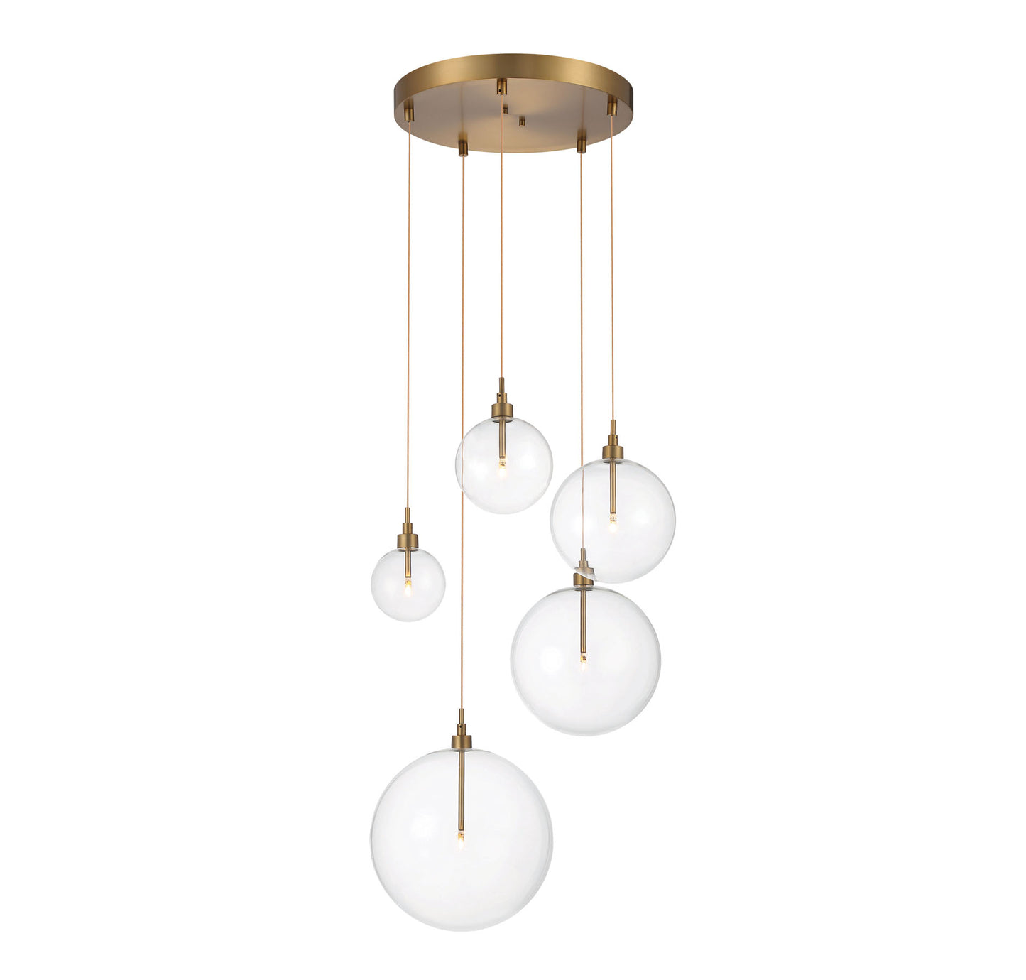Meridian 5-Light Pendant in Natural Brass