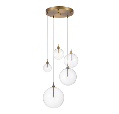 Meridian 5-Light Pendant in Natural Brass