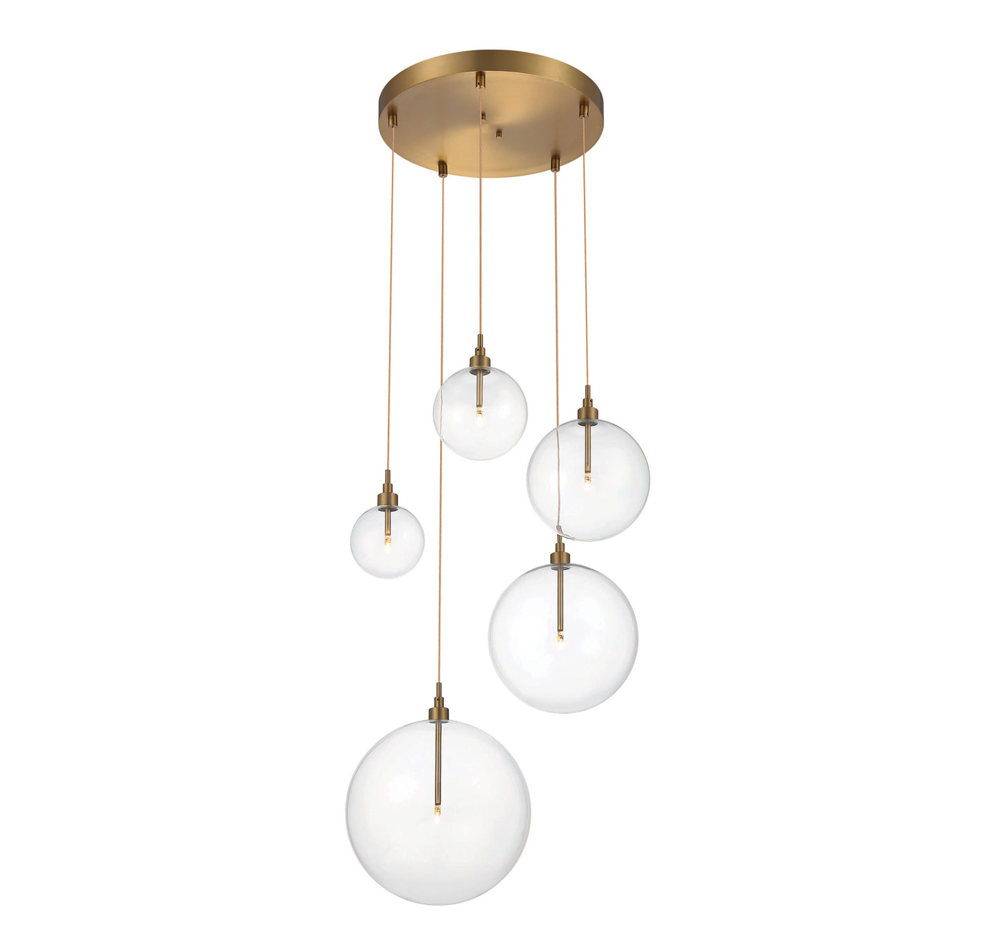 Meridian 5-Light Pendant in Natural Brass