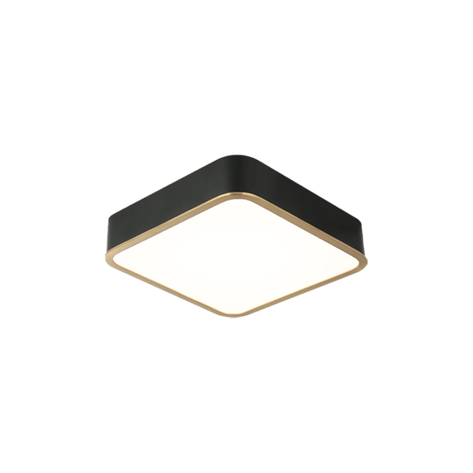 Matteo Lighting Ainslay 12" Square LED Flush Mount in Black + Aged Gold Brass (M10542BKAG)