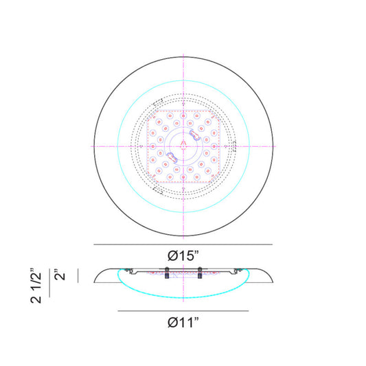 Matteo Lighting Lalonde 15" LED Flush Mount – line drawing with dimensions