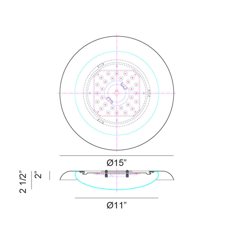 Matteo Lighting Lalonde 15" LED Flush Mount – line drawing with dimensions