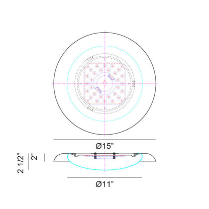 Matteo Lighting Lalonde 15" LED Flush Mount – line drawing with dimensions