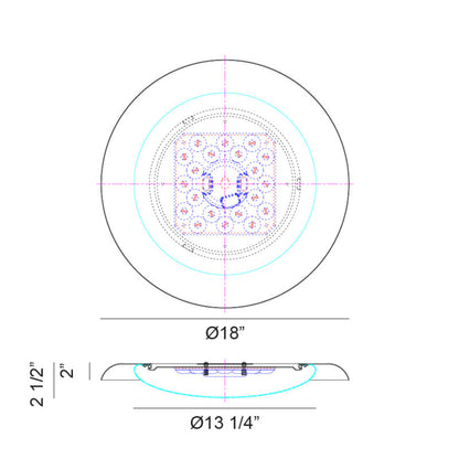 Matteo Lighting Lalonde 18" LED Flush Mount – line drawing with dimensions