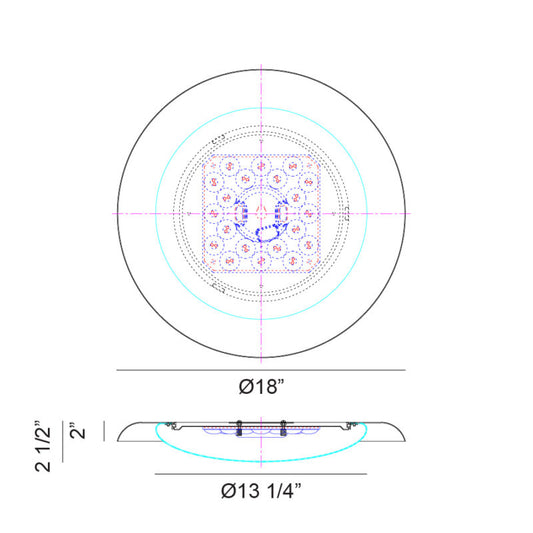 Matteo Lighting Lalonde 18" LED Flush Mount – line drawing with dimensions