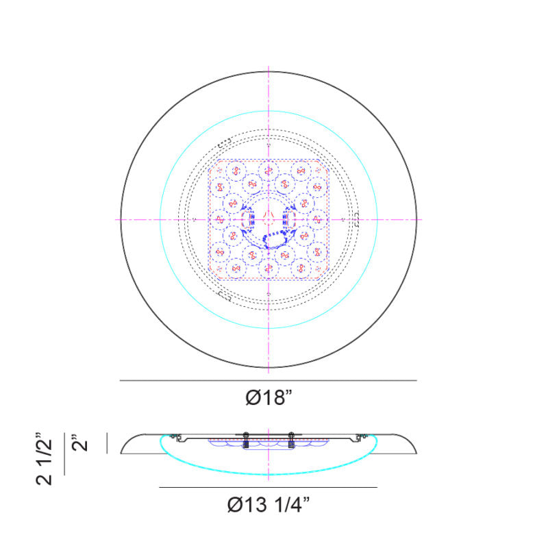 Matteo Lighting Lalonde 18" LED Flush Mount – line drawing with dimensions