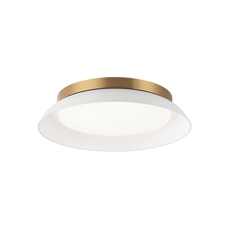 Matteo Lighting Finley 15" LED Flush Mount in Matte White + Aged Gold Brass (M12515MWAG)