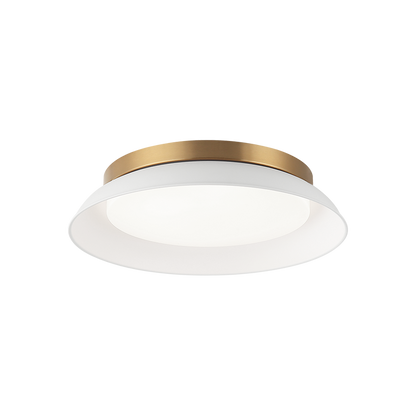 Matteo Lighting Finley 15" LED Flush Mount in Matte White + Aged Gold Brass (M12515MWAG)