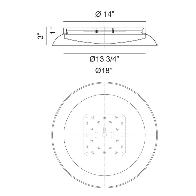 Matteo Lighting Finley 18" LED Flush Mount – line drawing with dimensions