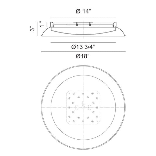 Matteo Lighting Finley 18" LED Flush Mount – line drawing with dimensions