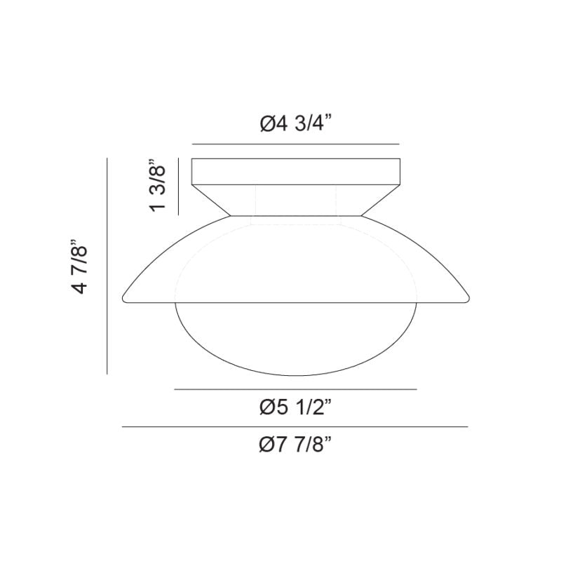 Matteo Lighting Hatley 8" Flush Mount – line drawing with dimensions