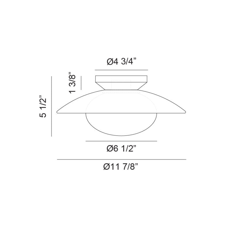 Matteo Lighting Hatley 12" Flush Mount – line drawing with dimensions