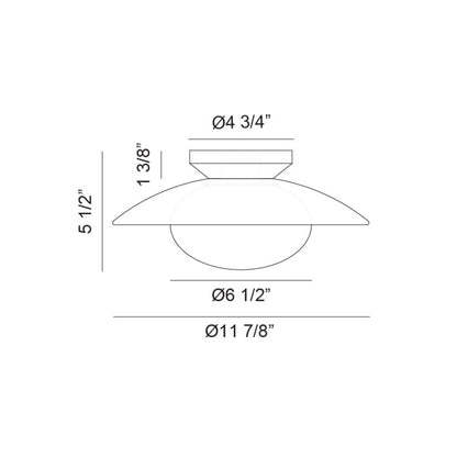 Matteo Lighting Hatley 12" Flush Mount – line drawing with dimensions