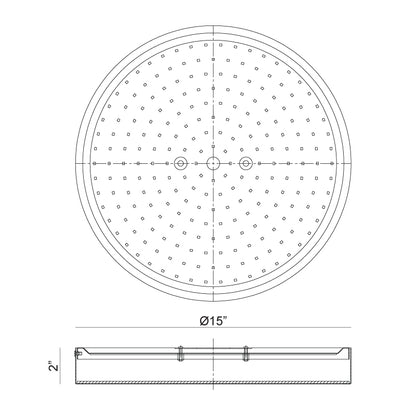 Matteo Lighting Plato 15" LED Flush Mount – line drawing with dimensions