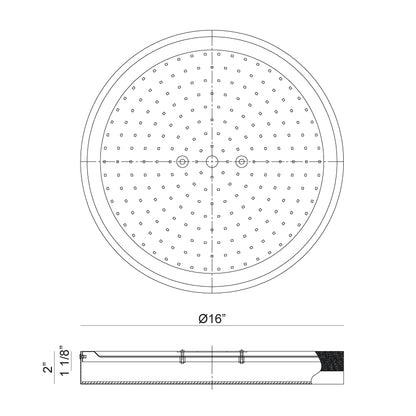 Matteo Lighting Tone 16" LED Flush Mount – line drawing with dimensions