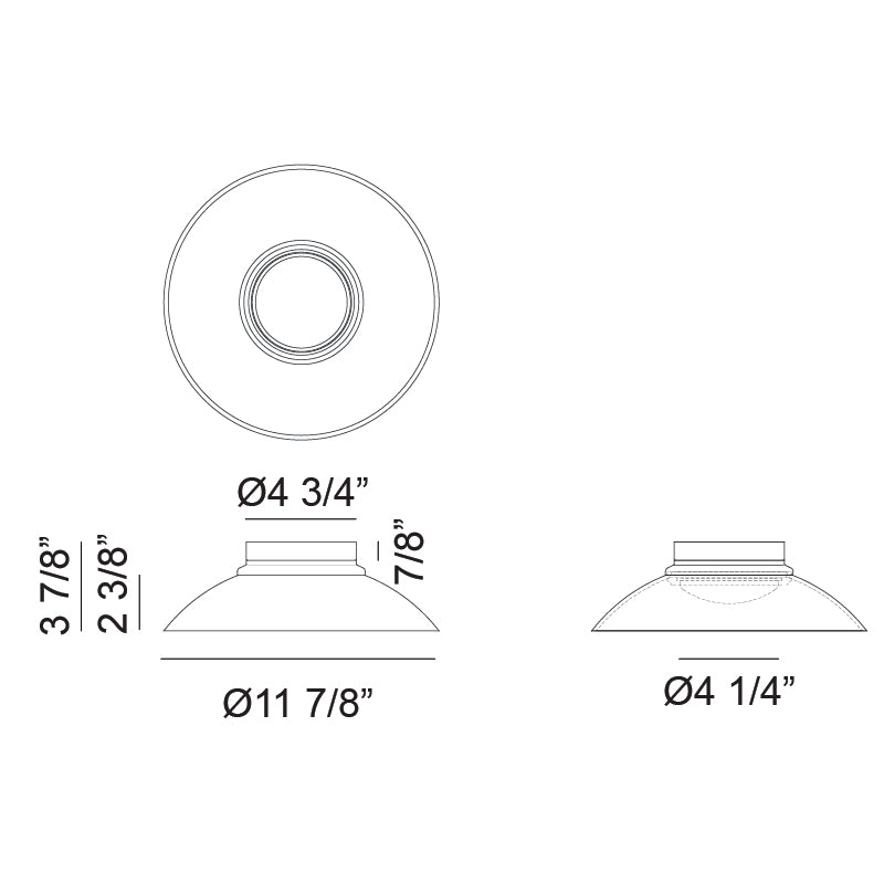 Matteo Lighting Luna 12" LED Flush Mount – line drawing with dimensions