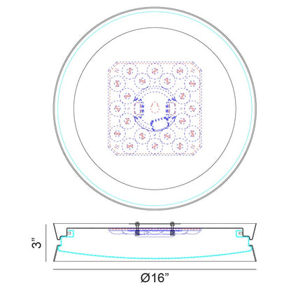 Matteo Lighting Greyson 16" LED Flush Mount – line drawing with dimensions