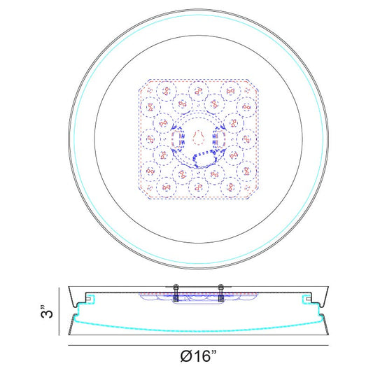 Matteo Lighting Greyson 16" LED Flush Mount – line drawing with dimensions