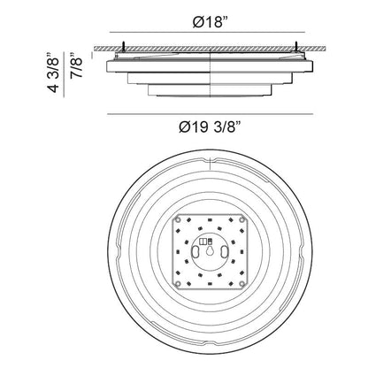 Matteo Lighting Helix 19" LED Flush Mount – line drawing with dimensions
