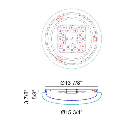 Matteo Lighting Aurora 16" LED Flush Mount – line drawing with dimensions