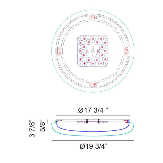 Matteo Lighting Aurora 20" LED Flush Mount – line drawing with dimensions