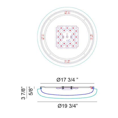 Matteo Lighting Aurora 20" LED Flush Mount – line drawing with dimensions