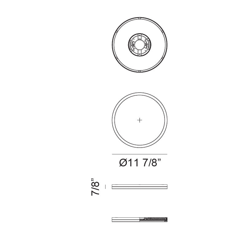 Matteo Lighting Stratos 12" LED Flush Mount – line drawing with dimensions