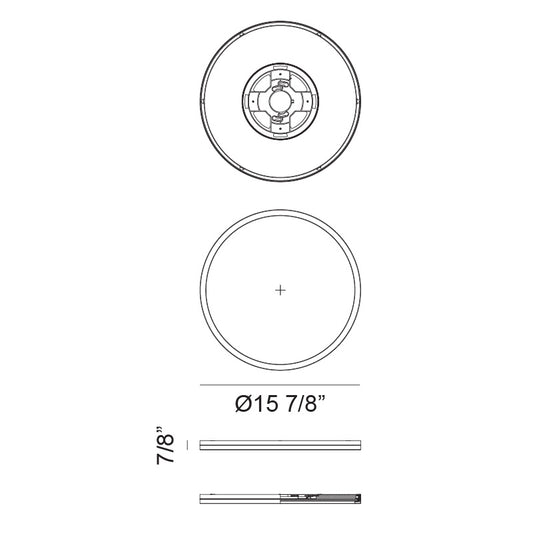 Matteo Lighting Stratos 16" LED Flush Mount – line drawing with dimensions