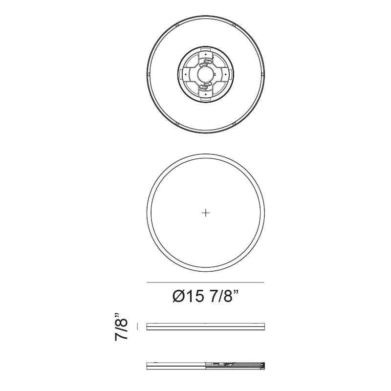 Matteo Lighting Stratos 16" LED Flush Mount – line drawing with dimensions