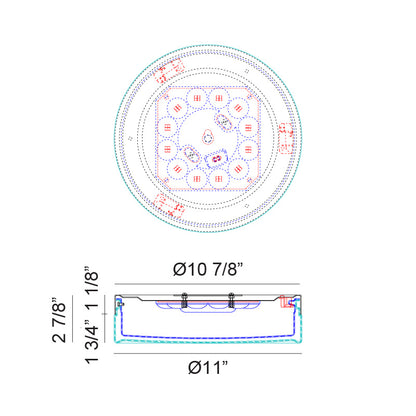 Matteo Lighting Felicity 11" LED Flush Mount – line drawing with dimensions