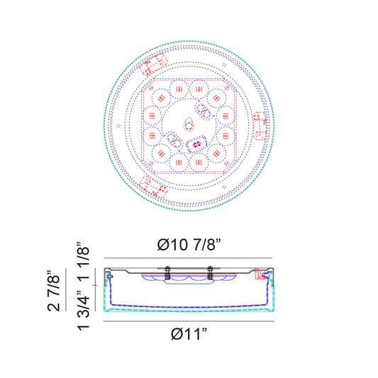 Matteo Lighting Felicity 11" LED Flush Mount – line drawing with dimensions