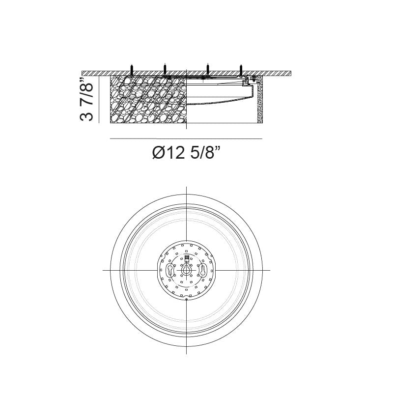 Matteo Lighting Lucias 13" LED Flush Mount – line drawing with dimensions