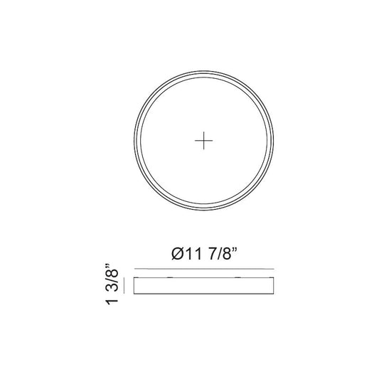 Matteo Lighting Delta 12" LED Flush Mount – line drawing with dimensions