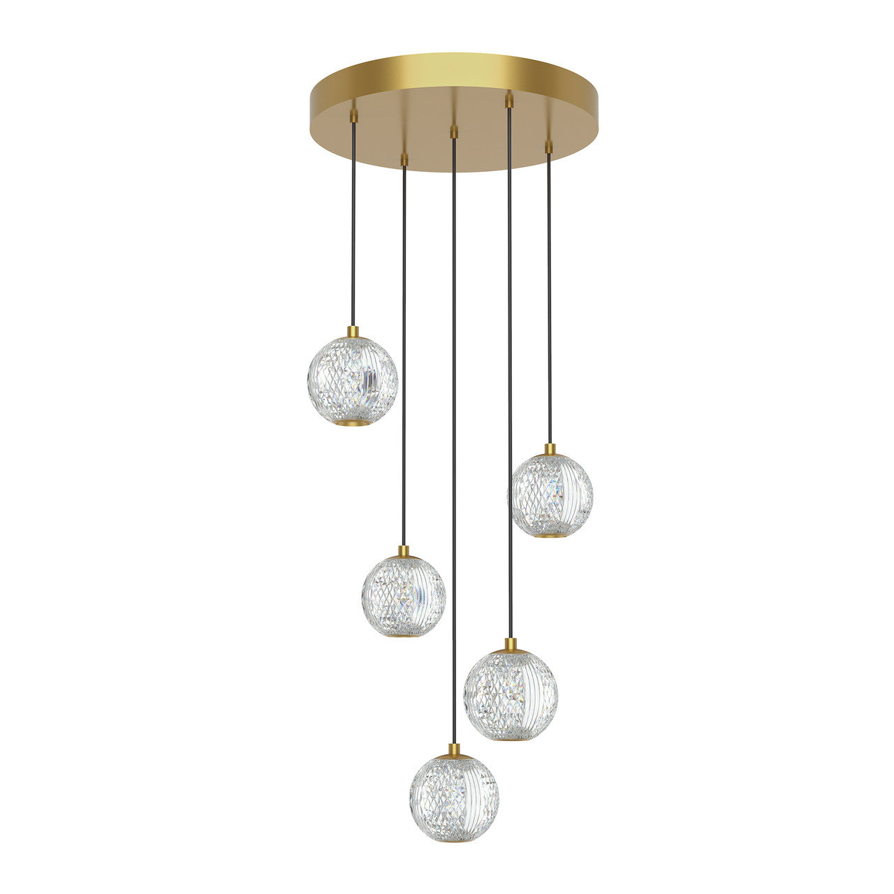 Alora Lighting Marni 5 Head LED Multi Pendant Natural Brass