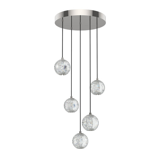 Alora Lighting Marni Pendant, 1-Light, LED, Polished Nickel, 15.25"D MP321205PN