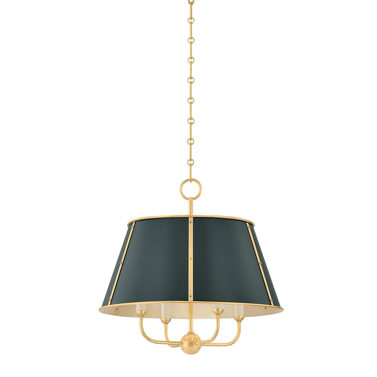 Hudson Valley Cambridge Chandelier Aged Brass, Soft Studio Green