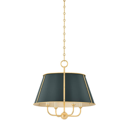 Hudson Valley Cambridge Chandelier Aged Brass, Soft Studio Green