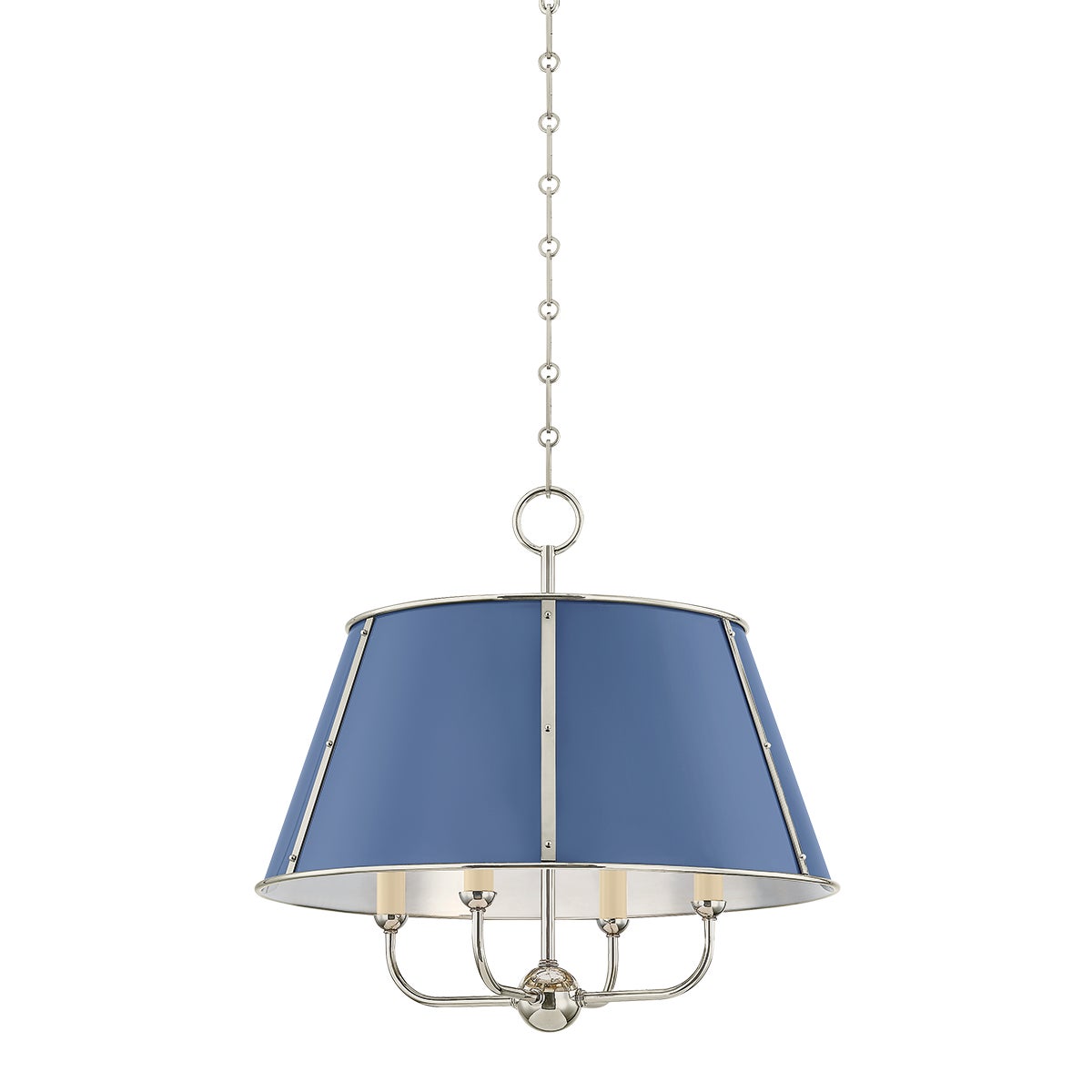 Hudson Valley Cambridge Chandelier Polished Nickel, Soft French Blue