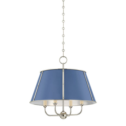 Hudson Valley Cambridge Chandelier Polished Nickel, Soft French Blue