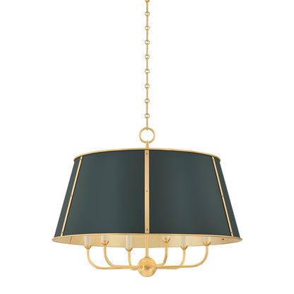Hudson Valley Cambridge Chandelier Aged Brass, Soft Studio Green