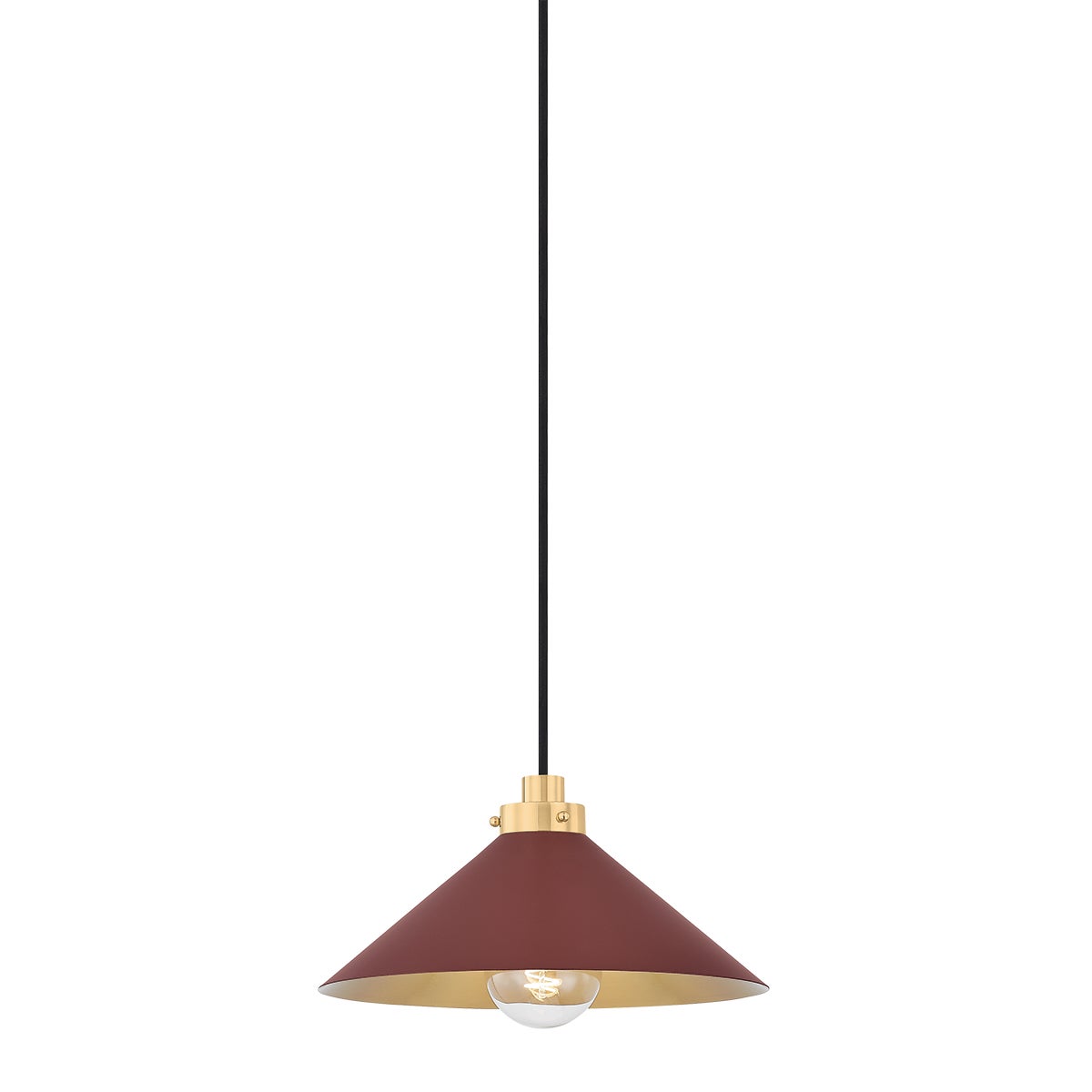 Hudson Valley Clivedon Pendant Aged Brass, Soft Crimson