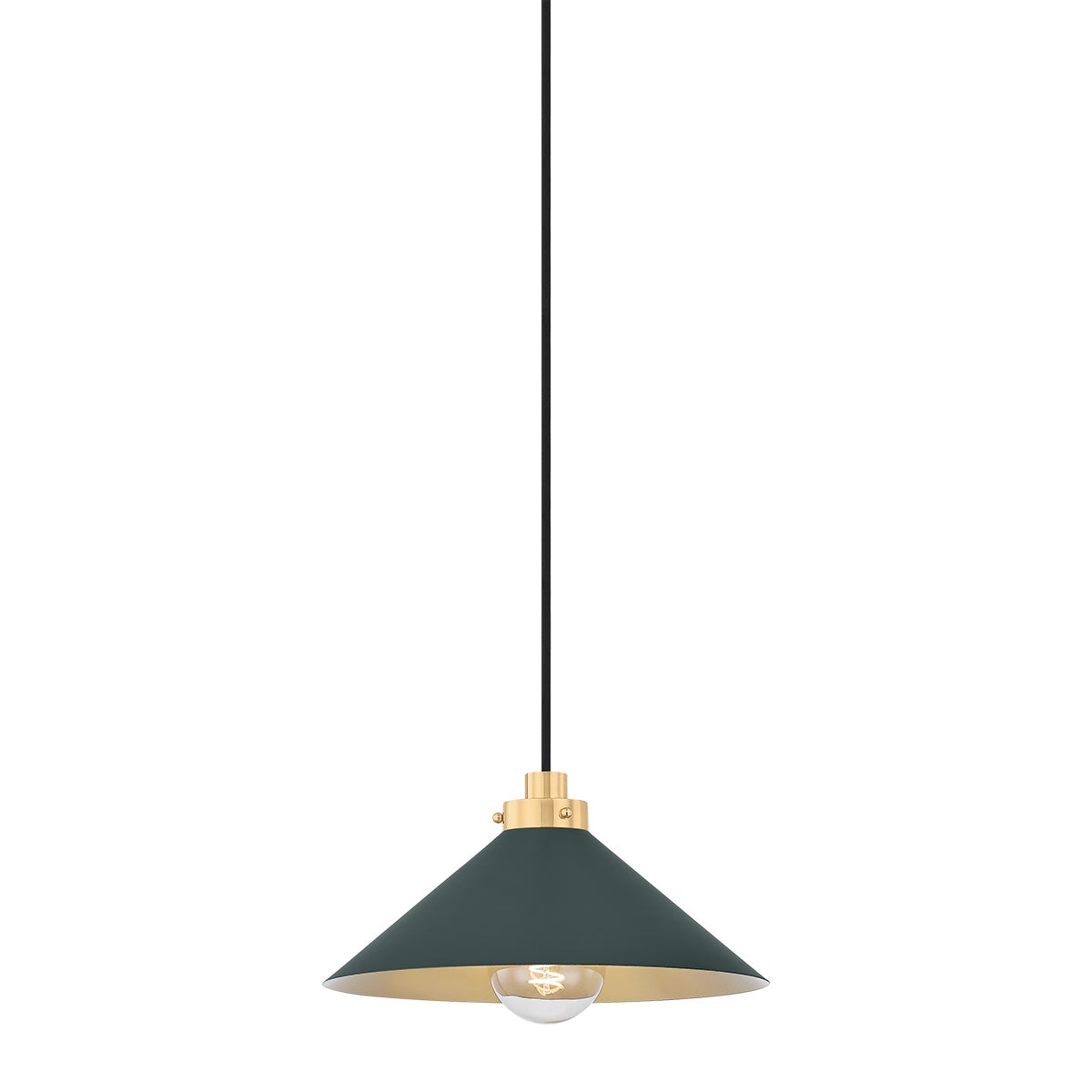 Hudson Valley Clivedon Pendant Aged Brass, Soft Studio Green