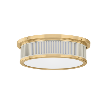 Hudson Valley Ashdown Flush Mount - MDS1901 Aged Brass / Off-White with Off White
