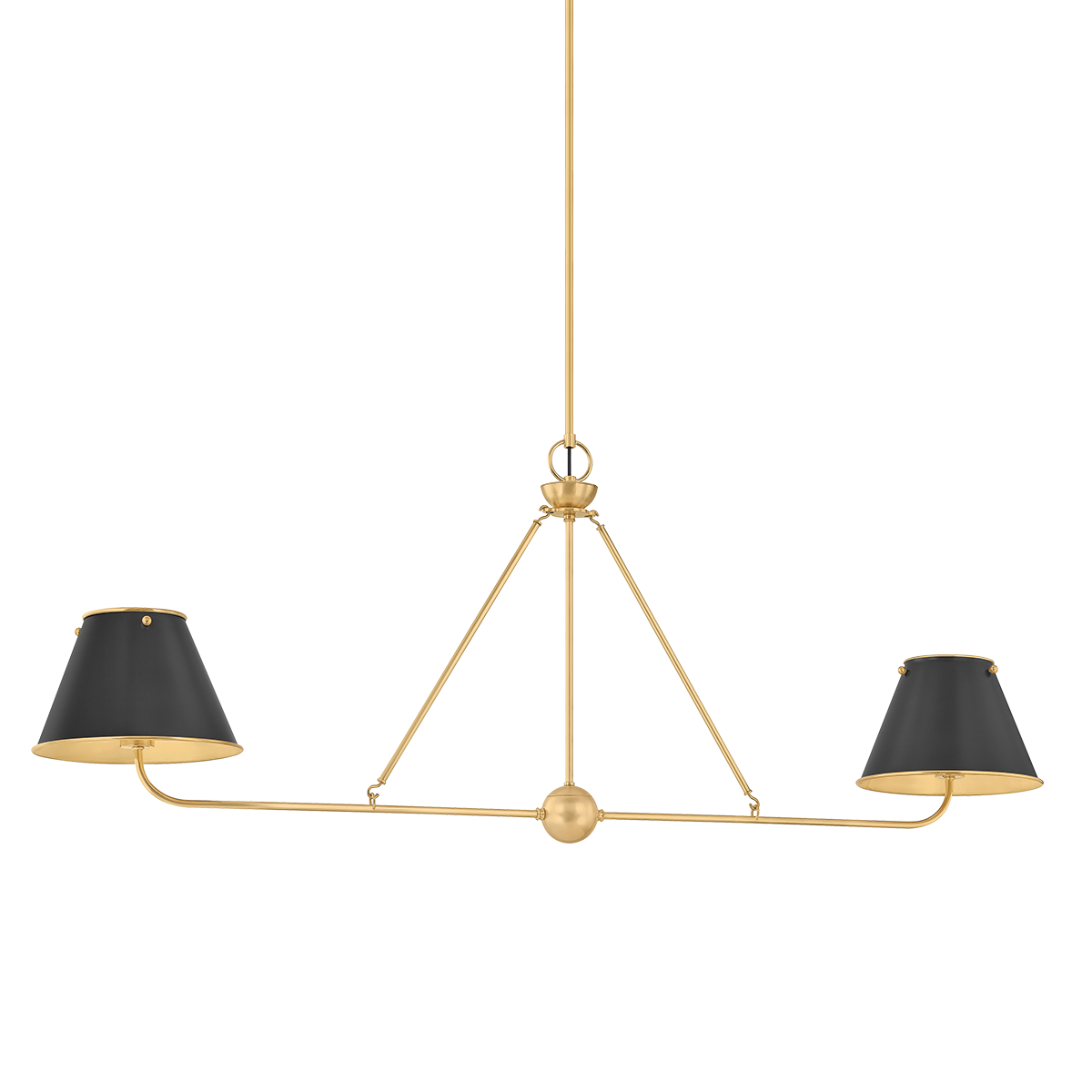 Hudson Valley Burghley 2-Light Linear Chandelier Aged Brass / Distressed Bronze