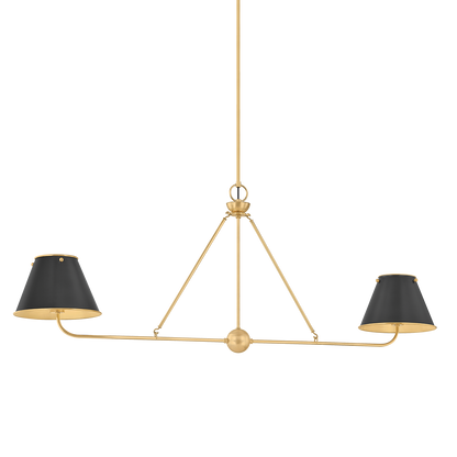 Hudson Valley Burghley 2-Light Linear Chandelier Aged Brass / Distressed Bronze